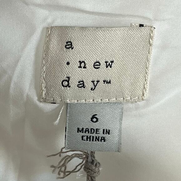 A New Day White A Line Sundress NEW Button Front Pockets Size 6 Knee Length - Picture 8 of 11